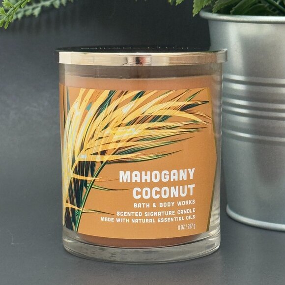 BBW Mahogany Coconut Bath & Body Works Single Wick Candle - Picture 1 of 10